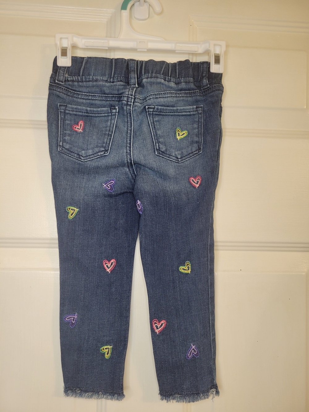 GAP Girls Dark Wash Denim Jeans with Colorful Heart Embroidery - Picture 7 of 9